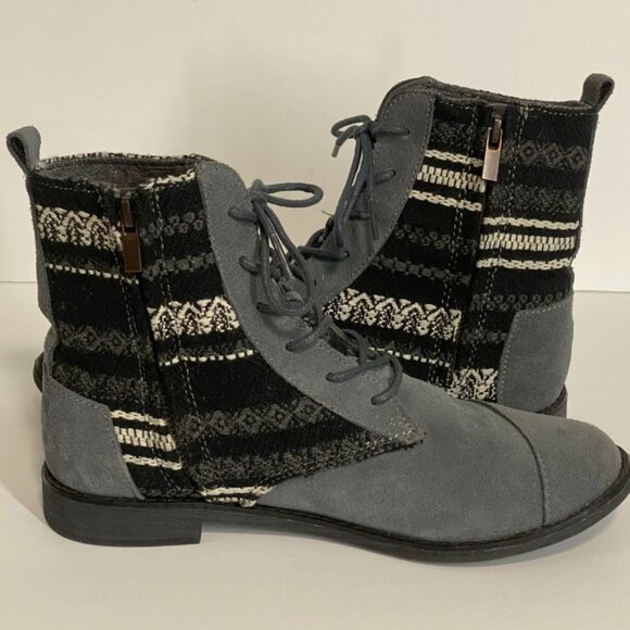 TOMS Alpa Suede Boots Gray Castlerock Aztec 7.5 - Picture 3 of 10